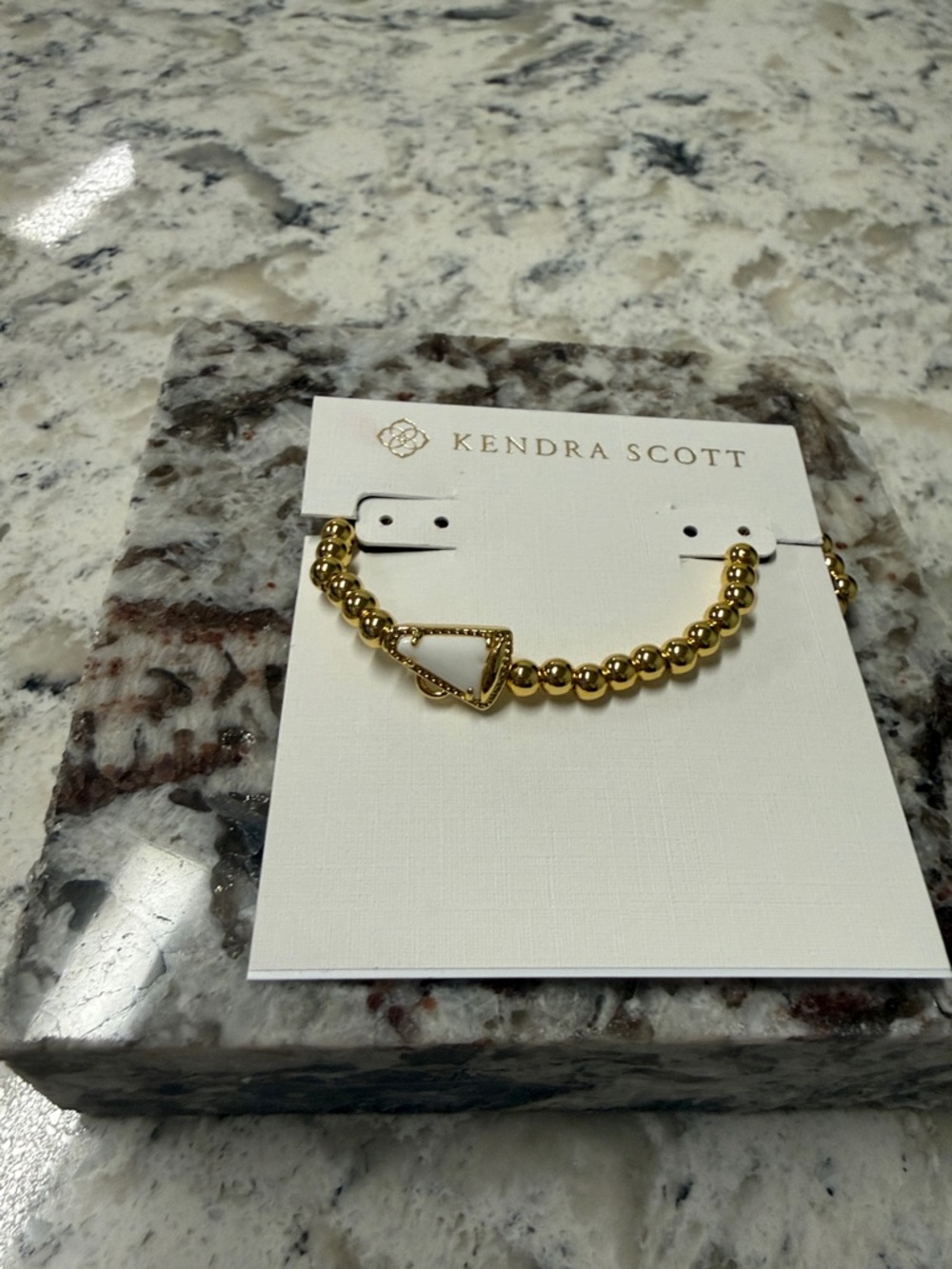 Kendra Scott Gold Beaded Bracelet with White Cheer Megaphone Accent